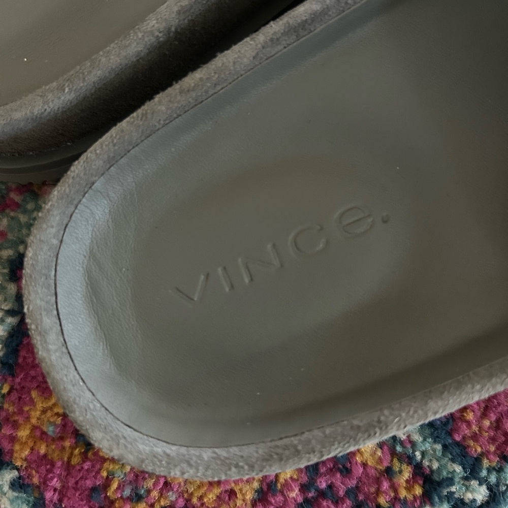 Vince | Men’s ‘Smoke’ Grey Suede Velcro Del Rey Classic Slide Sandals, size 8.5 - Picture 13 of 16